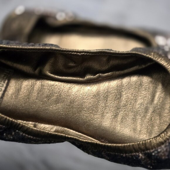 Tory Burch Eddie Glitter Slip On Ballet Flats Womens Size 9 Bronze Sparkle - Picture 6 of 11